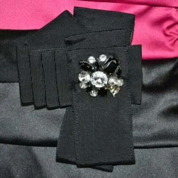 NWT WHBM Color Block Pink Black Bandage Sheath Satin Strappy-Strapless Dress 4 - Picture 4 of 7